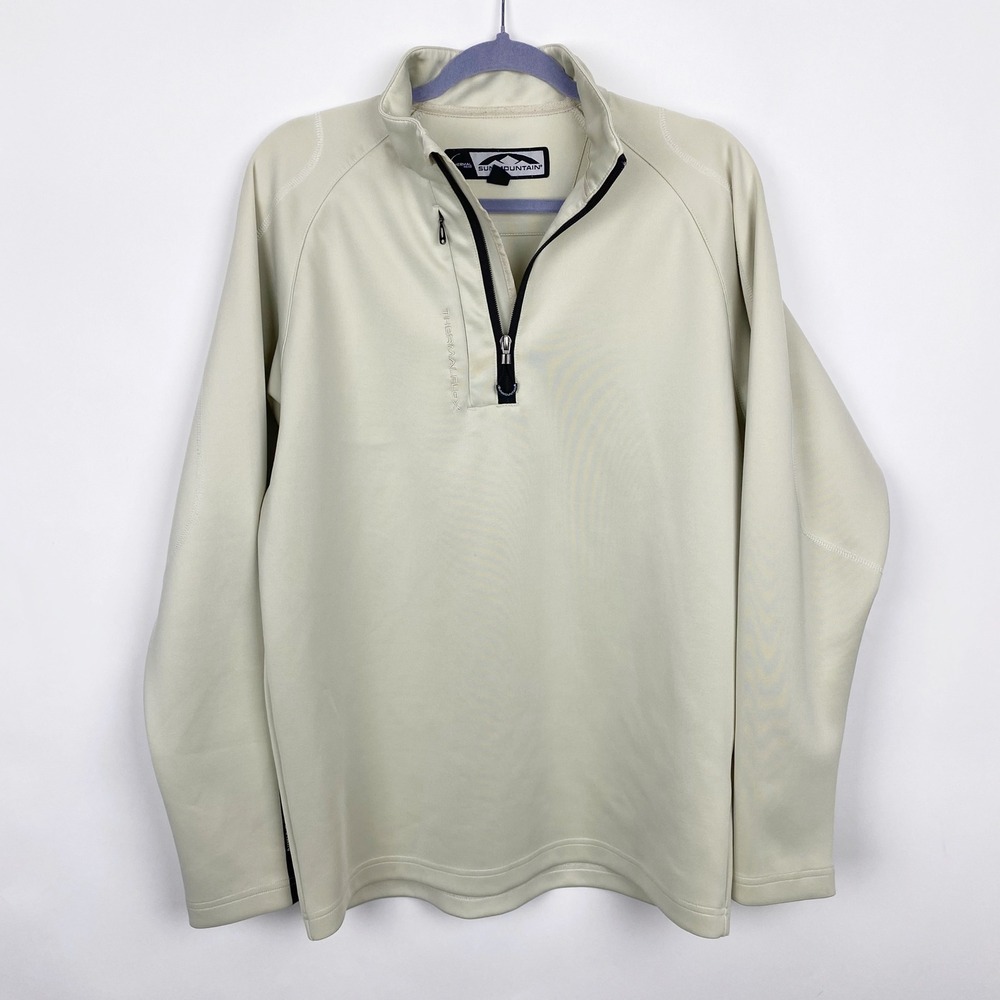 Sun Mountain Thermal Flex 1/4 Zip Pullover Mens M Ivory T40325